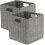 2-Pack Faux Wicker Storage Baskets with Handles Foldable Organizer Bins UK 1