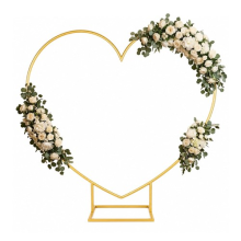 6.56FT Gold Heart Metal Wedding Arch Stand Flower Balloon Backdrop Decor