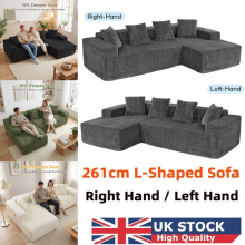 L-Shaped Corner Sofa Bed 4 Seater Large Sleeper Jumbo Cord Corduroy Sofa Modular