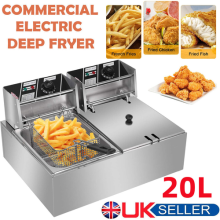 20L Commercial Electric Deep Fryer Fat Chip Frying Pan Basket Stainless Steel UK