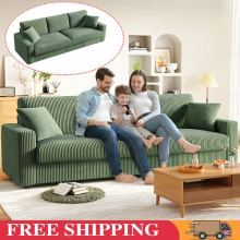 Large 4 Seater Corduroy Sofa Jumbo Cord Modern Sofa Couch Seats with 2 Pillows