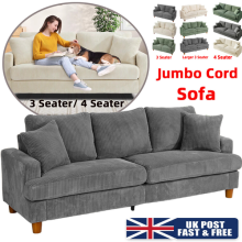 3 Seater 4 Seater Corduroy Sofa Modern Sofa Couch Seats with 2 Throw Pillows UK