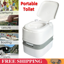 24L Portable Toilet Potty Camping Caravan Motorhome Piston Pump with Flushing