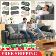 Large 2 3 4 Seater Corduroy Sofa Jumbo Cord Couch 2 Pillow Love Seat Home Stee