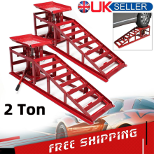 2x 2T Hydraulic Car Ramps Heavy Duty 2000KG Garage Van Bottle Lift Jack Ramp UK