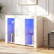 High Gloss Door Sideboard Buffet Cabinet Cupboard TV Unit Stand with LED Light