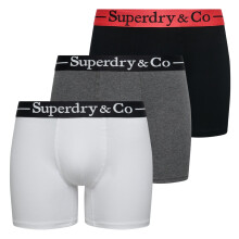 (M, Black/Charcoal/Optic) Superdry Mens Superdry & Co Triple Pack Boxer Shorts