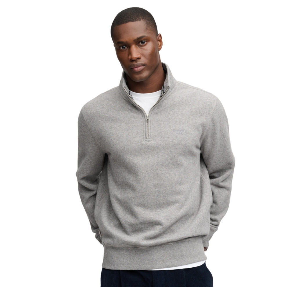Superdry Mens Half Zip Relaxed Fit Logo Sweatshirt - Grey - Image 3