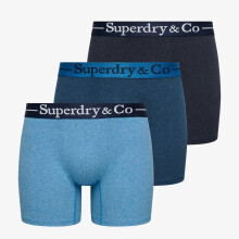 (M, Navy Marl/Indigo Marl/BlueGrit) Superdry Mens Superdry & Co Triple Pack Boxer Shorts