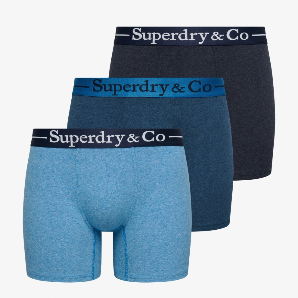 Superdry Mens Boxer Shorts Triple Pack in Blue, Cotton Elastane Stretch Blend, Size M - Image 3