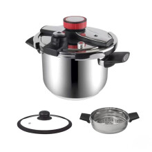 Pentola a pressione - ROYAL SWISS - Royal Swiss 10 L - Tutti i fuochi (induzione) - Cestello per la cottura a vapore incluso - Coperchio in vetro
