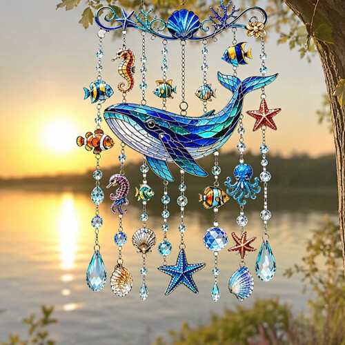 Crystal Wind Chimes Colorful Rainbow Suncatcher Wind Chime Waterproof 2