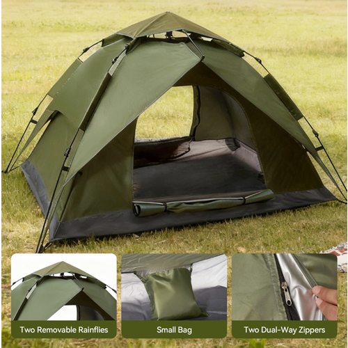 2-3 Man Pop Up Dome Tent Waterproof Double Layer Camping Tent with Outer Tarp 1