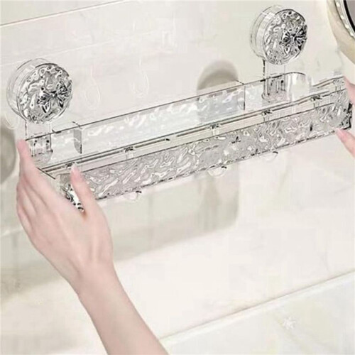 2X Light Luxury Style Punch-Free Storage Rack, Shower Organizer Suction, Suction Cup Shelf 2