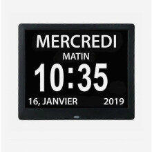 Horloge numérique tout-en-un 7 pouces avec calendrier, date et heure, horloge pour parents atteints de la maladie d'Alzheimer - Noir -