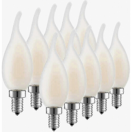 Dimmable 4W E14 Filament Flame LED Bulbs, 10-Pack (Equivalent to Incandescent)