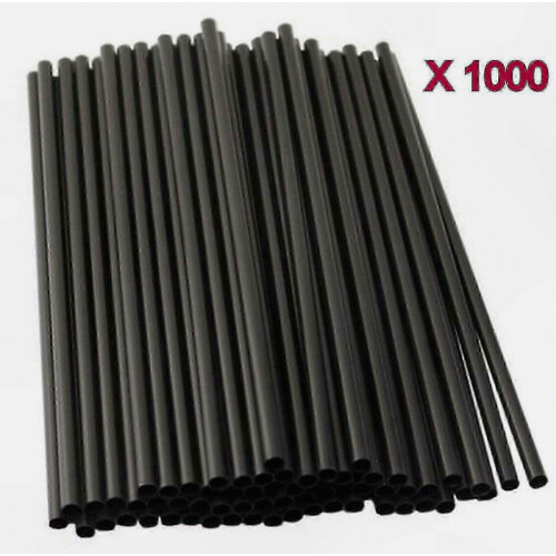 1000 Black Plastic Drinking Straws for Parties & Events Straight Disposable Tableware Accessory, Happy H