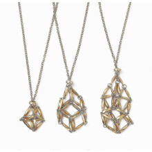 soportes ajustables para collares de cristal, soportes vacíos para piedras de cuarzo, collares de piedra natural, jaula de malla tejida