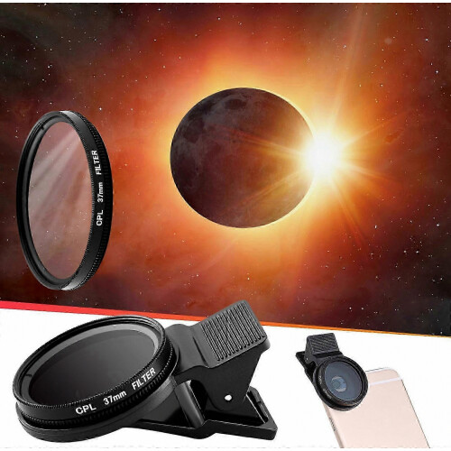 Solar Camera Lens Filter for Smartphone, Compatible with Solar Eclipse Viewing, Universal Clip-on Design, Easy Installation