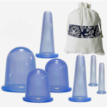 Zk-7 Vacuum Cups + Massage Roller Silicone Massage Cupping Set Blue