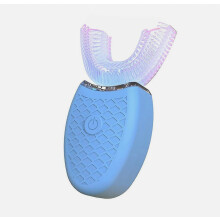 Scuab Fiacla Leictreach Silicone Ultrafhuaime U-chruthach 360 Céim Scuab Fiacla Solas Gorm Uathoibríoch le hÚsáid Baile Scuab Fiacla Ci
