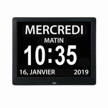 Horloge numérique tout-en-un 7 pouces avec calendrier, date et heure, horloge pour parents atteints de la maladie d'Alzheimer - Noir -