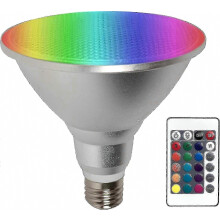 Ampoule LED PAR38, spot E27 30 W à intensité variable RGB avec télécommande, étanche pour intérieur et extérieur.
