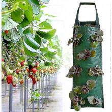 Sacs de plantation pour fraisiers, lot de 3 sacs de culture suspendus, avec 8 trous, réutilisables pour les fraises et autres légumes.