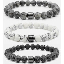 Pulsera antitabaco mejorada (paquete de 3): magnética negra con diseño de cálculos biliares, elegante y versátil para hombres y mujeres