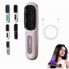 Cordless Volumizing Hair Brush for Short Hair, Heated Styler with 3 Settings, 20s Quick Heat, LED Screen, USB-C, Travel Friendly