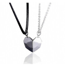Collar con colgante para parejas, diseño magnético de dos almas y un corazón, cadena de acero inoxidable.
