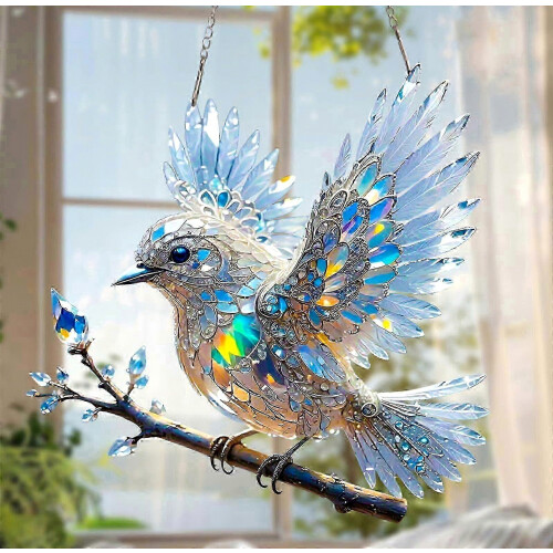 Στολίδι από βιτρό Crystal Sky Bluebird 20 εκ.