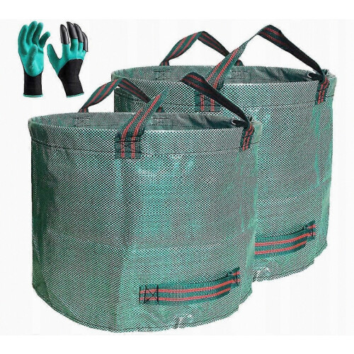 Ensemble de 2 sacs pliables pour feuilles de jardin, capacité de 500 L, en polypropylène robuste.