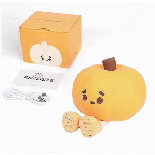 Pumpkin Shaped Silicone Night Light, Portable Touch Timer Warm LED for Kids