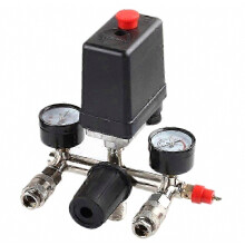 Régulateur de pression avec pressostat - Pour compresseur, pressostat à 2 affichages, contrôle de pression industriel