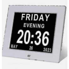 Horloge numérique grand format pour seniors avec affichage du jour et de la date, luminosité automatique, multilingue, alarmes pour la