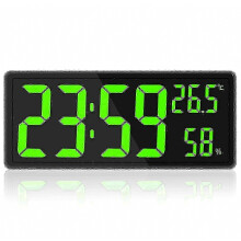 Horloge murale numérique LED, affichage de la température et de l'humidité, grand écran, batterie de secours, luminosité réglable, idéa