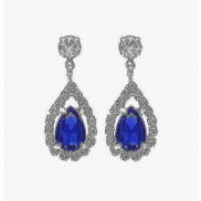 Pendientes colgantes de plata 925 con forma de lágrima, circonita azul real, joyería delicada para mujer, bodas, fiestas y ocasiones es
