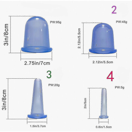 Zk-7 Vacuum Cups + Massage Roller Silicone Massage Cupping Set Blue 1