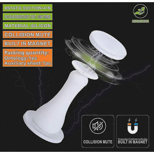 Grote witte magnetische siliconen deurstopper, muur- en deurbeschermer. 1