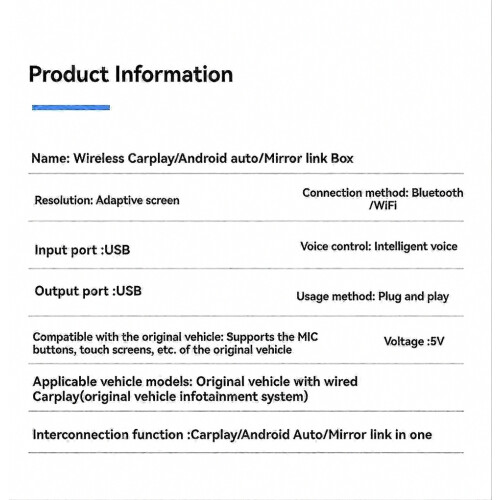 Wireless Car Connectivity Adapter for Mirror Link and Wired Connection 1