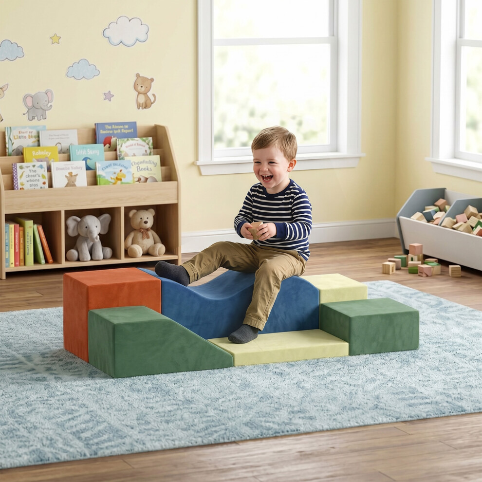 Aiyaplay Kids Soft Play Set, 6Pcs Foam Climbing Blocks With Non-Slip Base