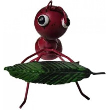 (Rot) Metal Ant Statue with Leaf, Collectible Figurine, Garden Decor Sculpture, Indoor Outdoor Ornament for Balcony Terrace, Black