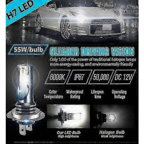 4pc H7 LED headlight bulbs 6000K white super bright 220W high low beam-MEINI 2