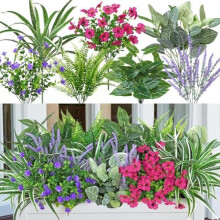 (Orange, 10) Artificial Plants Outdoor 20Pcs UV Resistant Fake Flowers Faux Lavender Fern for Balcony Garden Decor