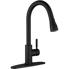 Single Handle Kitchen Faucet with Sprayer, Single Hole Kitchen Sink Faucet in Black, Easy to Use and Store, Great Value for Everyday Use