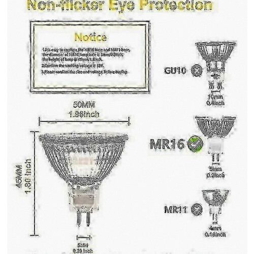 MR16 GU5.3 Halogen Bulb,12V 20W,Dimmable,2700K Warm White,12 Pack 1