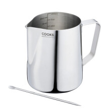 (600ml, Silver) Cooks Professional Stainless Steel 350ml Milk Steaming Jug with Latte Art Pen