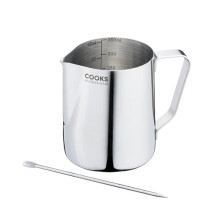 (350ml, Silver) Cooks Professional Stainless Steel 350ml Milk Steaming Jug with Latte Art Pen
