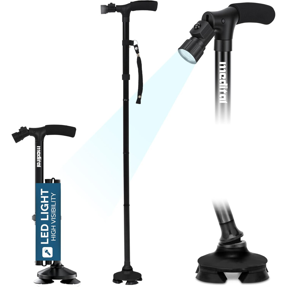 Medital Folding Walking Stick With Led Light Walking Cane